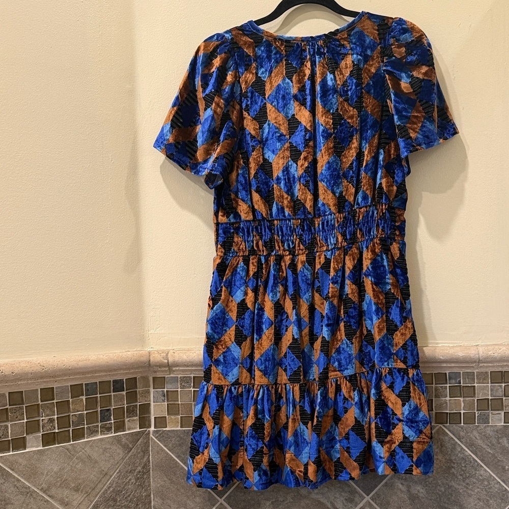 Anthropologie the Somerset Mini velvet Dress Boho dress short sleeve dress - Picture 2 of 8